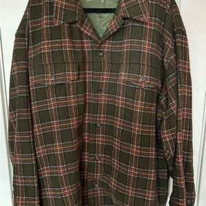 Vintage Le Collezioni Structure Mens Wool Plaid Coat Jacket Shirt XL  Italy